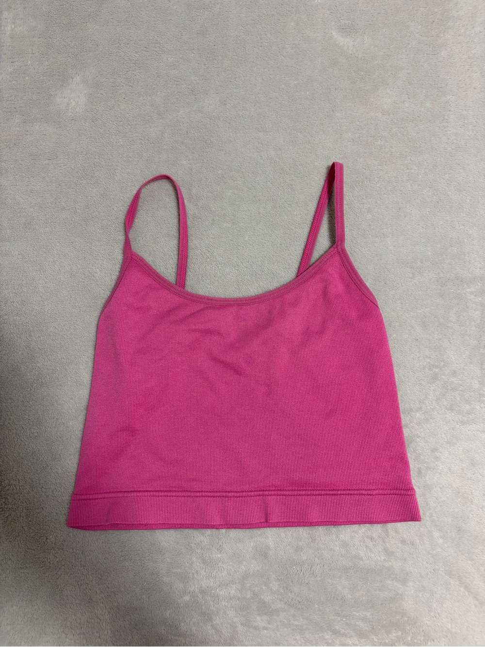 Garage Pink Ribbed Crop Cami Tank Top
